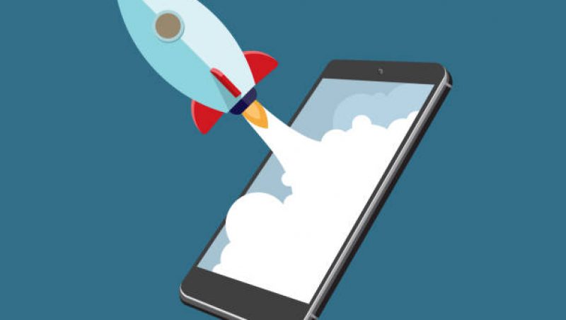 Digital Display, Internet, Technology, Concepts & Topics, Rocket rocket phone speed online marketing graphic