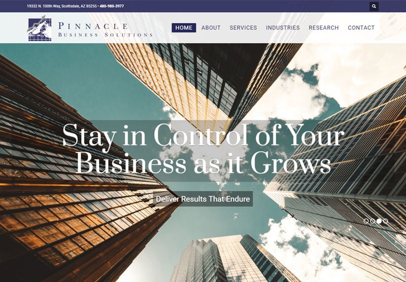 pinnacle-full pinnacle business solutions website desktop snapshot
