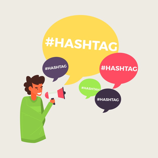 Cartoon of hashtags