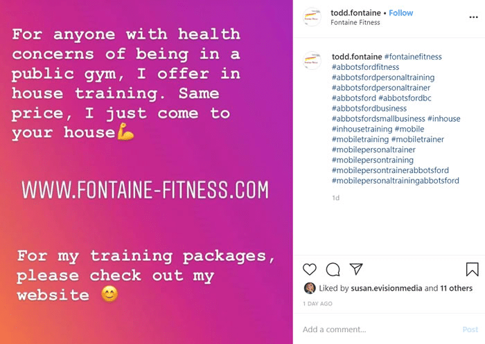 Todd Fontain sample instagram post