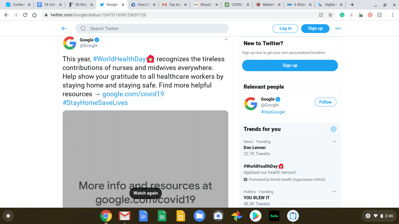 Google Twitter post screenshot