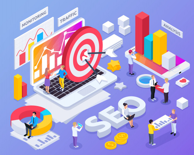 seo-isometric-concept-with-monitoring-traffic-symbols-isolated_1284-32006